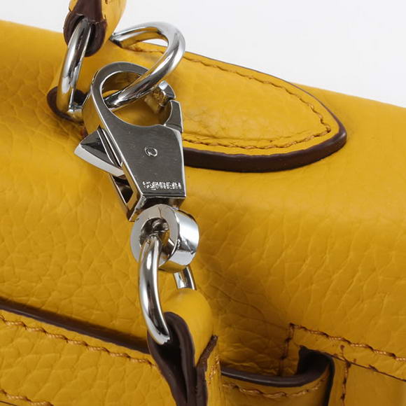 Hermes Kelly 32cm Togo Leather Handbags 6018 Yellow Silver