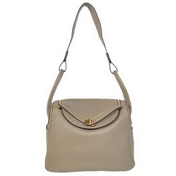 Hermes Lindy 30CM Havanne Handbags 1057 Grey Leather Golden Hardware