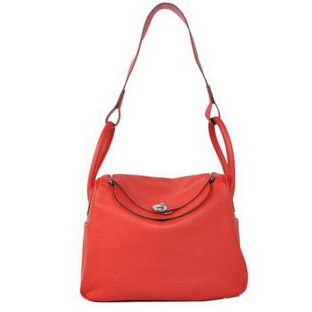 Hermes Lindy 30CM Havanne Handbags 1057 Red Leather Silver Hardware