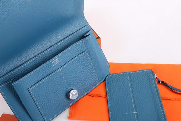 Hermes Dogon Combined Wallets A508 Blue