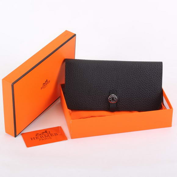 Hermes Dogon Togo Leather Wallet Travel Case A808 Black