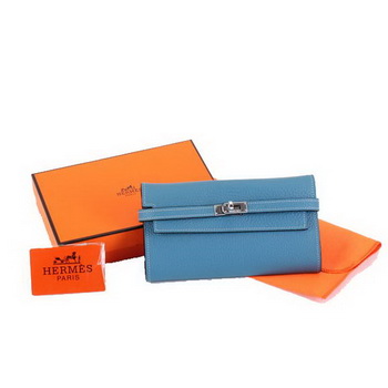 Hermes Kelly Bi-Fold Wallet A708 Blue