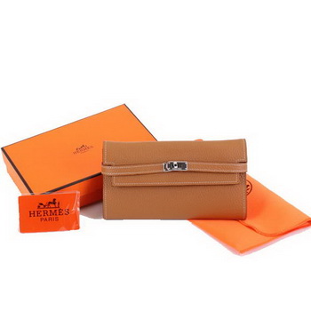 Hermes Kelly Bi-Fold Wallet A708 Coffee