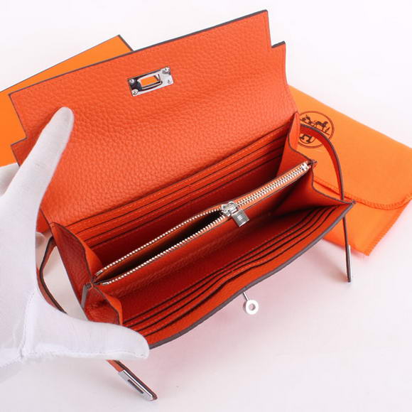 Hermes Kelly Bi-Fold Wallet A708 Orange