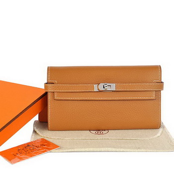 Hermes Kelly Wallet Togo Leather Bi-Fold Purse A708 Camel