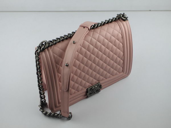 Chanel A67026 Pink Lambskin Leather Le Boy Flap Shoulder Bag