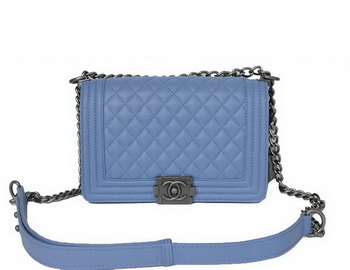 Chanel A67086 Blue Le Boy Flap Shoulder Bag Silver
