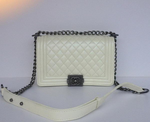 Chanel A67086 Offwhite Le Boy Flap Shoulder Bag Silver