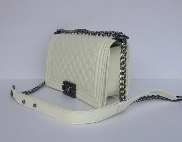 Chanel A67086 Offwhite Le Boy Flap Shoulder Bag Silver