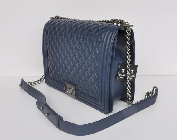 Chanel A67087 Royalblue Sheepskin Leather Le Boy Flap Shoulder Bag