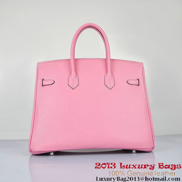 Hermes Birkin 35CM Pink Clafskin Leather Tote Bag Silver