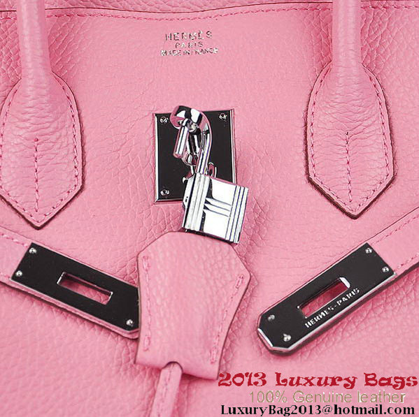 Hermes Birkin 35CM Pink Clafskin Leather Tote Bag Silver