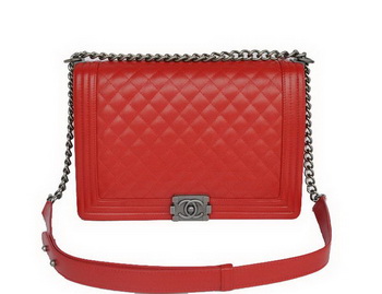 Hot Style Chanel A67086 Red Le Boy Flap Shoulder Bag Silver