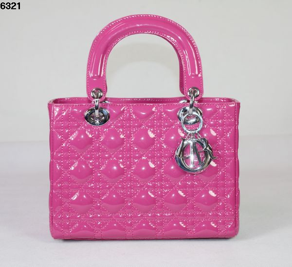 Christian Lady Dior Peachpuff Patent Leather Bag 6321 Silver