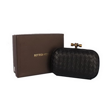 Bottega Veneta Intrecciato Silk Stretch Knot Clutches BV8615 Black