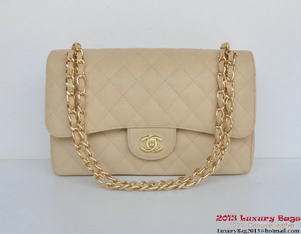 Chanel Jumbo Quilted Classic Cannage Patterns Flap Bag A58600 Apricot Gold