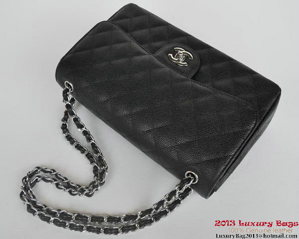 Chanel Jumbo Quilted Classic Cannage Patterns Flap Bag A58600 Black Silver