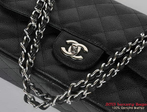 Chanel Jumbo Quilted Classic Cannage Patterns Flap Bag A58600 Black Silver