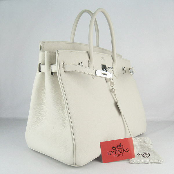 Hermes Birkin 40CM Togo Bag Beige 6099 Silver