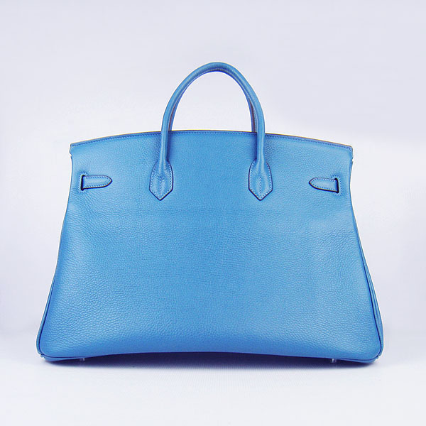 Hermes Birkin 6099 40CM Togo Bag Blue Silver padlock