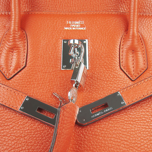 Hermes Birkin 40CM Togo Bag Orange 6099 Silver
