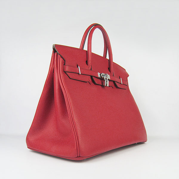 Hermes Birkin 40CM Togo Bag Red 6099 Silver