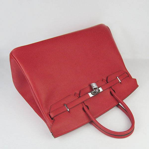 Hermes Birkin 40CM Togo Bag Red 6099 Silver