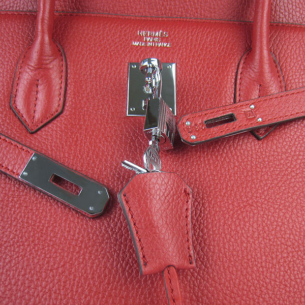 Hermes Birkin 40CM Togo Bag Red 6099 Silver