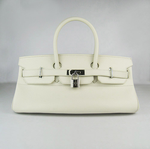 Hermes Birkin 6109 Togo Leather Bag Beige 42cm Silver