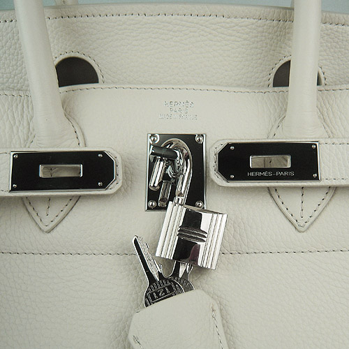 Hermes Birkin 6109 Togo Leather Bag Beige 42cm Silver