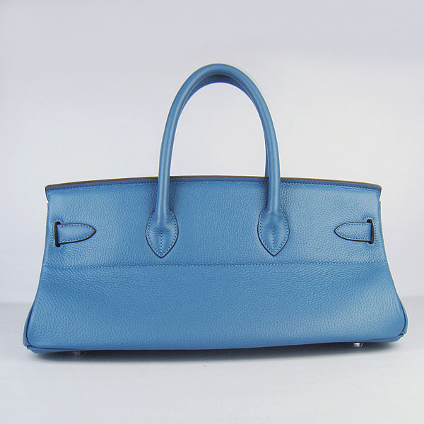 Hermes Birkin 6109 Togo Leather Bag Blue 42cm Silver