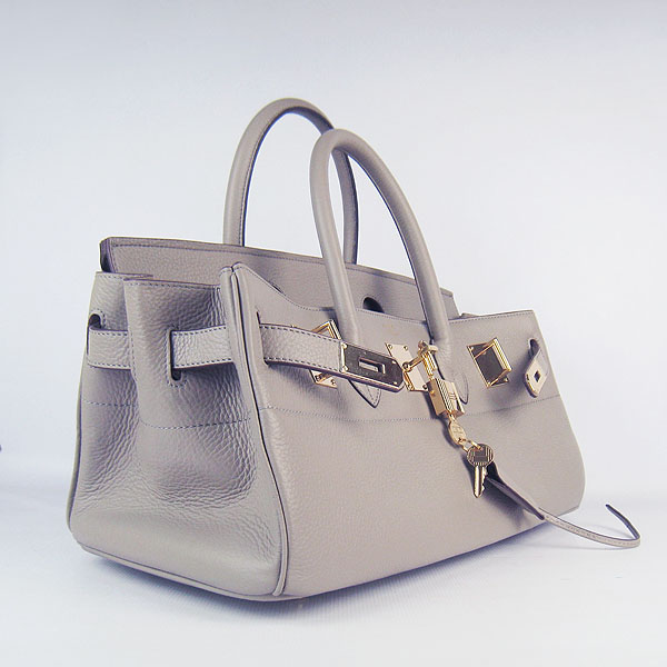 Hermes Birkin 6109 Togo Leather Bag Grey 42cm Gold