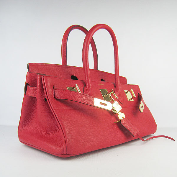 Hermes Birkin 6109 Togo Leather Bag Red 42cm Gold