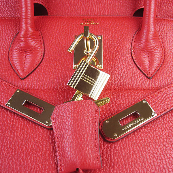 Hermes Birkin 6109 Togo Leather Bag Red 42cm Gold