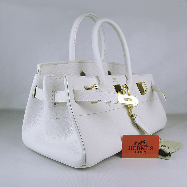 Hermes Birkin 6109 Togo Leather Bag White 42cm Gold