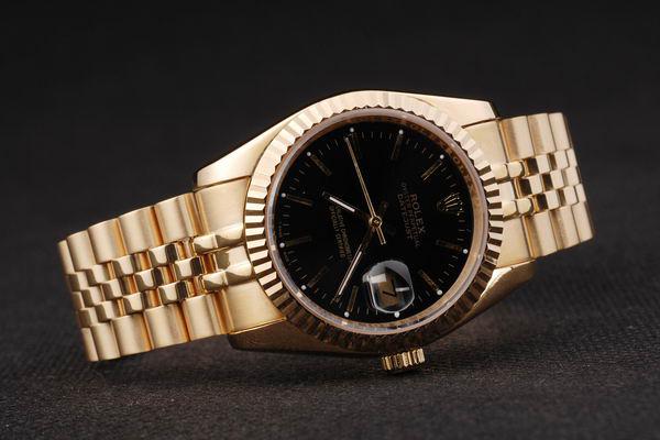 Rolex Datejust Golden&Black Stainless Steel Men Watch-RD2398 Rolex Datejust Golden&Black Stainless Steel Men Watch-RD2398