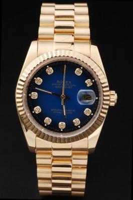 Rolex Datejust Mechanism Golden Bezel&Blue Surface Watch-RD2438