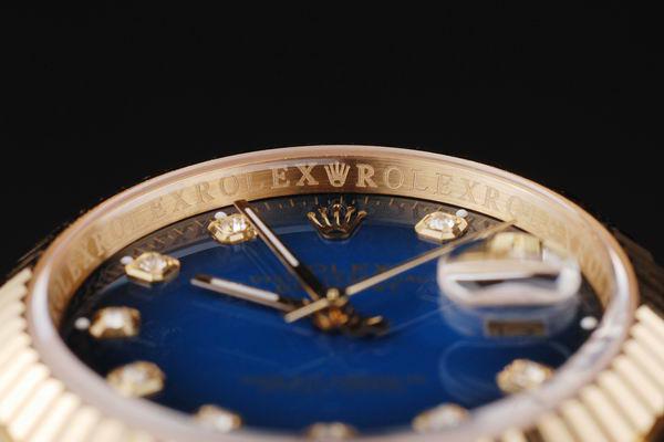 Rolex Datejust Mechanism Golden Bezel&Blue Surface Watch-RD2438 Rolex Datejust Mechanism Golden Bezel&Blue Surface Watch-RD2438