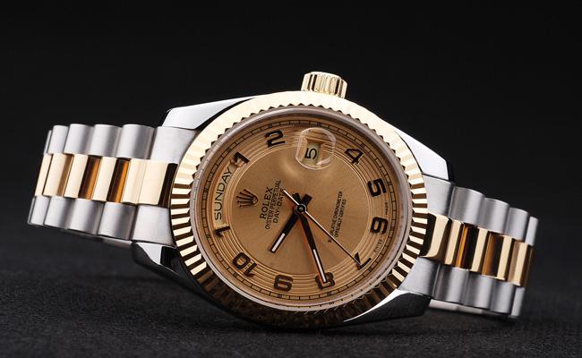 Rolex Day-Date 33mm Golden Surface Cutwork Watch-RD2882