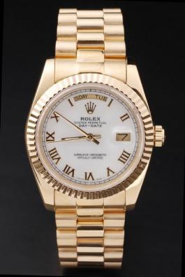 Rolex Day-Date Golden&White Surface Round Cutwork Watch-RD2440