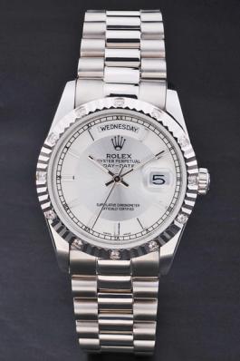 Rolex Day-Date Silver&White Cutwork 34mm Men Watch-RD3821 Rolex Day-Date Silver&White Cutwork 34mm Men Watch-RD3821