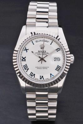 Rolex Day-Date Silver Cutwork White Surface Watch-RD3820