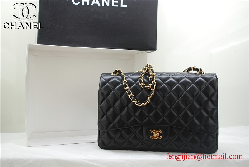 Chanel classic black Flap Bag 36070 gold chain