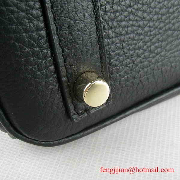 Hermes Birkin 25cm Togo Leather Handbag 6068 Black Gold Palladium Hardware