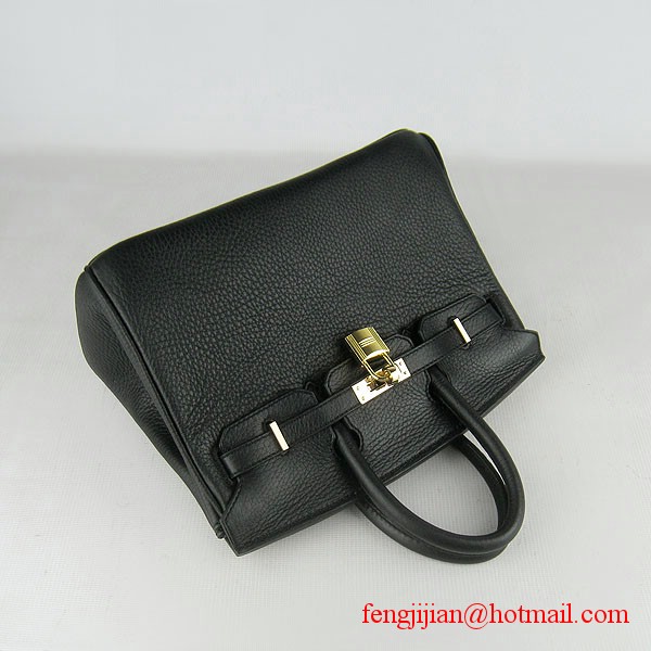 Hermes Birkin 25cm Togo Leather Handbag 6068 Black Gold Palladium Hardware