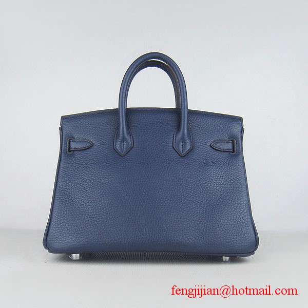 Hermes Birkin 25cm  Togo Leather Handbag 6068 Dark Blue Silver Palladium hardware