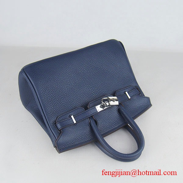 Hermes Birkin 25cm  Togo Leather Handbag 6068 Dark Blue Silver Palladium hardware