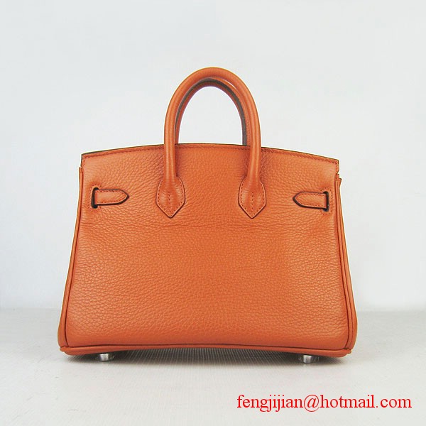 Hermes Birkin 25cm Embossed Leather Handbag 6068 Orange Silver Palladium hardware