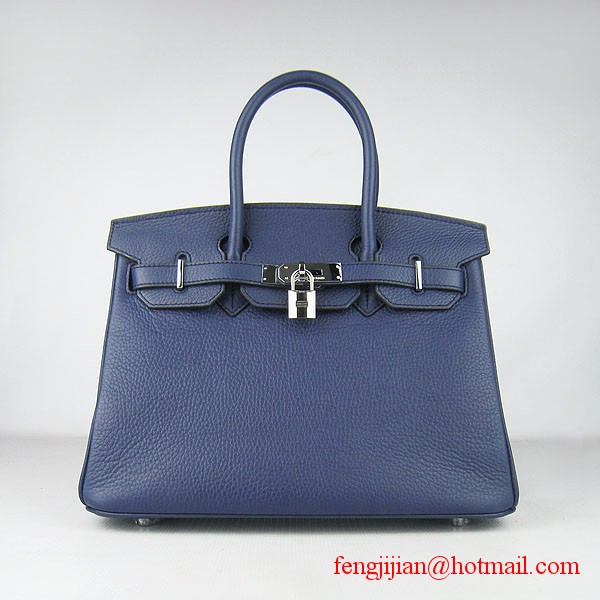 Hermes Birkin 30cm Togo Leather Bag Dark Blue 6088