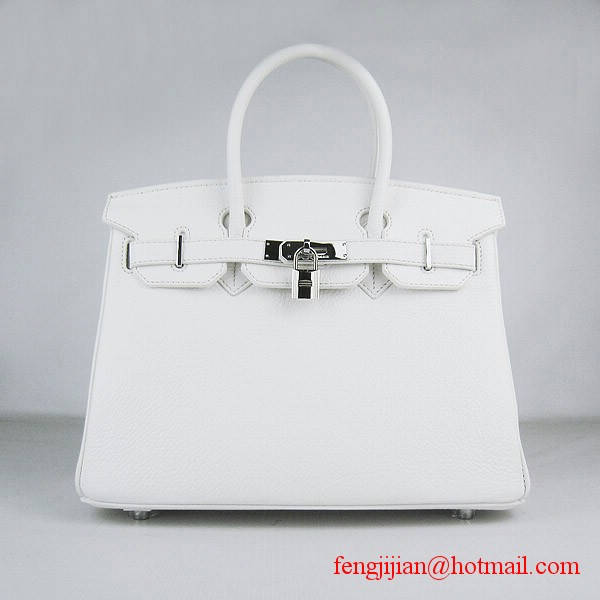 Hermes Birkin 30cm Togo Leather Bag White 6088